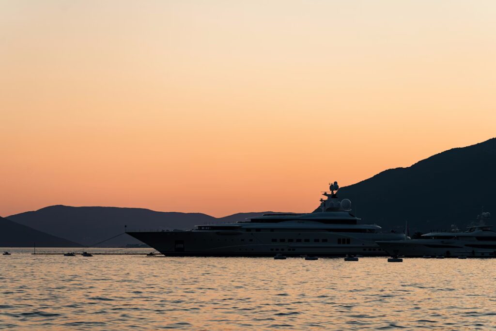 luxury yacht sunset